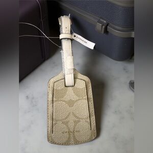Coach Signature Luggage Tag New with Tag | Ivory Khaki | Authentic Coach